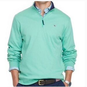Vineyard Vines Mens 1/4 Zip Mint Green Sweater M